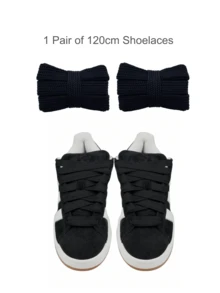 1 Pair Wide Flat Shoelaces (120cm/47.24"), Suitable For Sports Shoes/Unisex Casual Shoes/White Shoes/Basketball Shoes/Training Running Shoes, Summer Vacation, Graduation Party, Back To School Season - Multicolor - View 10