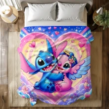 Chăn nỉ in họa tiết hoạt hình Stitch & Lilo chủ đề Disney Allstar, chăn điều hòa - chăn chần bông 100% polyester, in kỹ thuật số - bộ đồ giường thoải mái cho mọi mùa, lý tưởng để ngủ trưa, cắm trại, du lịch - món quà hoàn hảo cho bạn bè và gia đình, chăn nỉ mềm mại - có nhiều kích cỡ, siêu mềm, phù hợp cho sofa/giường, thiết yếu cho mọi mùa - Nhiều màu - Xem 3