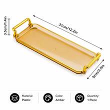 1pc Elegant Square Tray, Home Decor Cosmetic Storage Tray, Living Room Cup Holder Tray, Hotel Apartment Serving Tray, Snack Tray, Breakfast Tray, Suitable For Ramadan - Champagne - View 14