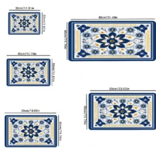 1/10pcs Blue And White Dish Drying Mat For Kitchen Counter, Vintage Flowers Printed Placemat For Espresso Machine, Home Decoration, Non-Slip Rubber Backed, Hide Stain Kitchen Super Absorbent Draining Mat, Easy To Clean Dish Rack Pad - Blue - View 3