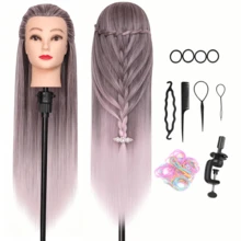 26 Inch Long Synthetic Fiber Wig Training Mannequin Head With DIY Braiding Kit + Free Desktop Clamp - View 9