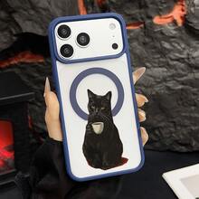 マグネット式黄ばみ防止 | 高級感あふれる2in1アクリルマグネット式スマホケース！スタイリッシュで手触りも良く、実用的な保護機能とマグネット式・耐衝撃設計を融合させた、高級感あふれるケースです。 黒猫 コーヒーカップケース  11 すまほ ケース 家族、恋人、友人、そして子供たちへのプレゼントに最適です。  17e/15 Pro/17 Pro/16 Plus/13 Pro Max/16/14/Apple  Air/14 Pro Max/17 Pro Max/ 13 pro/16 Pro/13/14 Pro/15 Pro Max/15 Plus/16 Pro Max/17/12 Pro Max/12 Pro/11 Pro Max/12/16e/15/11 Pro/14 Plus - ブルー - チェックする 29
