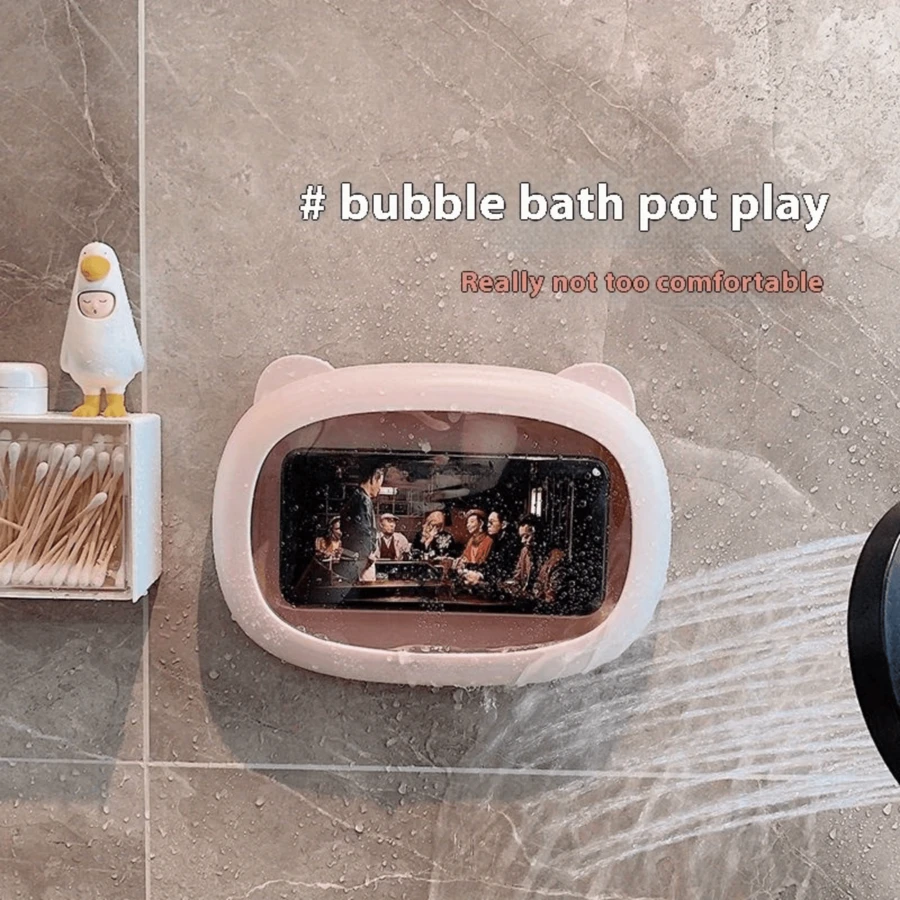 Hot-Selling Cartoon Waterproof Bathroom Phone Case With Adhesive Back Support, Perfect For Watching Shows While Bathing