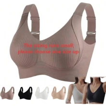 Women's Wireless Bra With Adjustable Four-Row Hooks – Solid Color, Soft Comfortable Support For Daily Wear - màu nâu - Xem 1