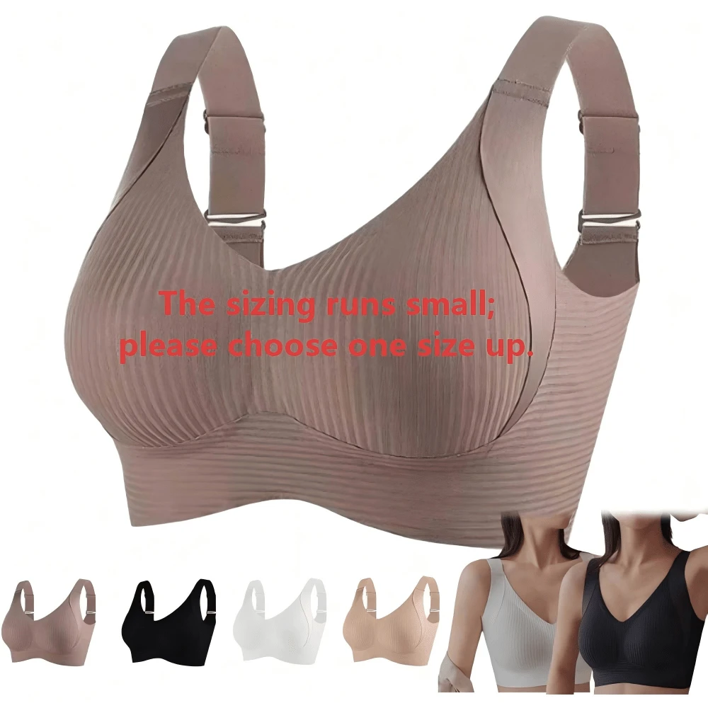 Women's Wireless Bra With Adjustable Four-Row Hooks – Solid Color, Soft Comfortable Support For Daily Wear - màu nâu - Xem 1