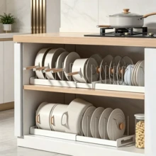 1pc Set Of Pot, Bowl, And Utensil Organizing Rack, Adjustable Baking Rack, Lid Rack, Expandable Kitchen Organizing Rack With Partition, Cabinet Storage For Pots, Pans, Lids, And Baking Utensils - 白色 - 查看 5