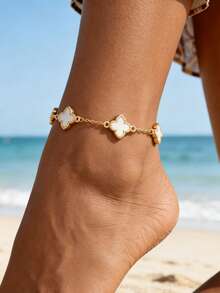 Women's New Clover Anklet Suitable For Daily Wear, Gift For Friends - White 1 - View 1