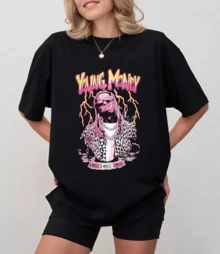 Young Money Lill Wayne Hip-Hop Style Printed T-Shirt For Women - Black - View 9