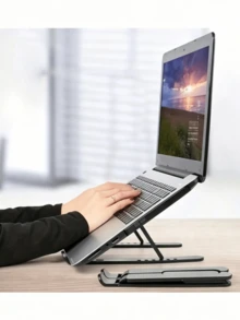 1pc 6-Level Adjustable Angle Laptop Stand - Compatible With Most Laptops, Height Adjustable; Portable Laptop Stand; Extra Large Foldable Desktop Stand; Ergonomic Design Tablet & Phone Holder With Stand Base, Office Desk Accessory - Laptop Stand - View 7