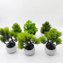 6pcs Artificial Mini Bonsai Potted Plants, Realistic Faux Trees, Suitable For Home Living Room, Bedroom Decoration - Green - View 7