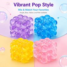 1pc Random Color 3D Bubble Squeeze Ball, Super Elastic Crystal Clear Squeeze Fingertip Toy, Stress Relief Tennis Ball, Sensory Anxiety Relief Toy For Adults And Children, Fun Venting Toy For Office, Classroom, Home, Ideal For Stress Management - Multicolor - View 5