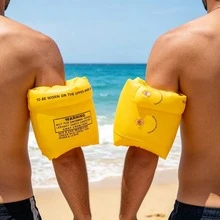 Thickened PVC Inflatable Swimming Double Air Chamber Arm Floats Cylinder Water Sleeves High Buoyancy - Two Yellow Water Sleeves - View 1
