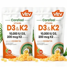 Vitamin D3 K2 10000 , 300 Virgin Coconut Oil Softgels, 2In1 Vitamins Supplement D& K, Dietary Supplemental Pack, Free Shipping, Daily Health Care, For Women, Quick Ship - 2pcs - 查看 4