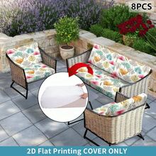 1 pieza/2pcs/6pcs/8pcs Juego de Funda de Sofá Exterior con Estampado Digital Floral Pastoral, (Solo Funda de Sofá, Sofá No Incluido) Protege Muebles de Sofá Decoración del Hogar Lavable a Máquina Funda de Cojín de Patio, Con Cierre de Banda Elástica, Funda de Cojín de Asiento de Sofá Exterior Funda de Sofá de Patio, Funda de Muebles de Patio, Funda de Protección de Muebles de Sala de Estar, Adecuado para Jardín, Parque, Cojines de Sofá Interior y Exterior, Sofá Seccional y Sillones - B - Ver 2