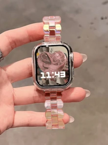 1条纤薄椭圆形炫彩粉色树脂表带，兼容表带38mm/40mm/41mm/42mm/44mm/45mm/46mm/49mm，新款时尚清爽夏季炫彩粉色树脂表带，智能手表配件，适用于 Ultra3/2/1/SE/S11/S10/S9/S8/S7/S6/S5/S4/S3/S2/S1系列，色彩缤纷的多巴胺女性配饰，适合夏季海滩、派对、毕业典礼、节日、母亲节、教师节等场合，这款必备配饰将提升您的时尚品味。 - 粉色 - 查看 7
