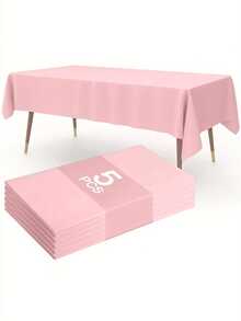 1/5pcs Pink Rectangular Tablecloth, Elegant & Durable - Spill-Proof, Wrinkle-Resistant, Washable Polyester Tablecloth, Suitable For Dining Table, Buffet, Camping, Restaurant, Holiday, Non-Wedding Events, Indoor & Outdoor Decor, Party Table - B - View 2