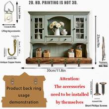 1pc Vintage Green Plant Wooden Key Holder Hook Wall Mount Rack With 4 Metal Hooks Home Decor Entryway Storage Organizer Room Villa Bathroom Kitchen Garden Leaf Design Multifunctional Interior Accessories - Multicolor - View 14