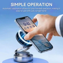 Vacuum Suction Magnetic Phone Holder, One-Handed Operation, Foldable & Adjustable, 360° Rotation, Suitable For Car/Bathroom/Gym/Kitchen, Multi-Scenario Use (Black/White) - Alloy Bracke - View 9