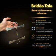 Freio Bridão Tala Colher Asa Inox com Bocal de Ferro e Salivador - Prata - Visão 4