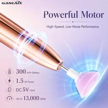 GANLAIX 專業美甲打磨套裝，USB 充電式美甲打磨機，300mAh 高容量鋰電池，美甲 & 足部護理套裝，居家與沙龍美甲打磨套裝，美甲拋光工具 - 白色 - 查看 7
