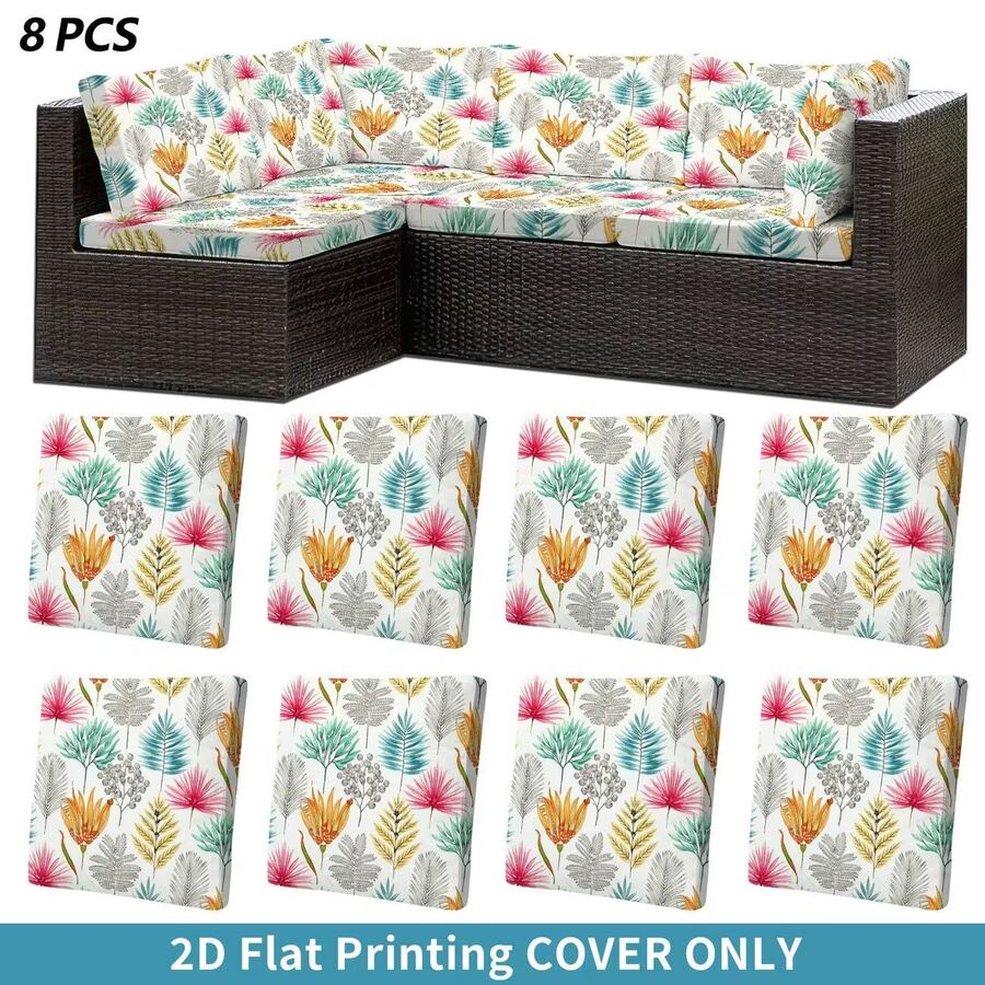 1 pieza/2pcs/6pcs/8pcs Juego de Funda de Sofá Exterior con Estampado Digital Floral Pastoral, (Solo Funda de Sofá, Sofá No Incluido) Protege Muebles de Sofá Decoración del Hogar Lavable a Máquina Funda de Cojín de Patio, Con Cierre de Banda Elástica, Funda de Cojín de Asiento de Sofá Exterior Funda de Sofá de Patio, Funda de Muebles de Patio, Funda de Protección de Muebles de Sala de Estar, Adecuado para Jardín, Parque, Cojines de Sofá Interior y Exterior, Sofá Seccional y Sillones - B - Ver 1