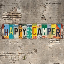 16x4 Inch Vintage Aluminum "Happy Camper" Sign | UV Printed, Durable Metal Wall Art For Home, Bar, Cafe And Outdoor Decor - 111 - View 2