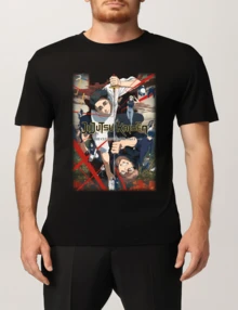 Black Unisex T-Shirt With Jujjutsu K-Kaisen "The Culling Game" Poster Design - Anime Fan Shirt - 黑色 - 查看 7