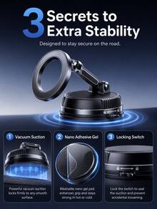 New Magnetic Car Phone Holder, Foldable Rotatable Stable Vacuum Suction Cup Phone Holder - A - View 4
