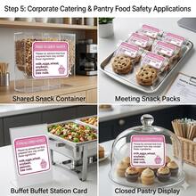 80 unidades Etiquetas de advertencia de alérgenos, etiquetas para embalaje de regalos, pegatinas para embalaje de alimentos, cuadradas de 2 pulgadas, tipos de alérgenos personalizables, adecuadas para cafeterías, restaurantes, panaderías, oficinas - Rosa - Ver 7