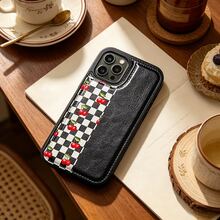 Wavy Checkered Flag Pattern Faux Leather Wallet Case For IPhone 17/16 Pro Max/15/14/13/12/11/ Galaxy Phone Cases|Slim Shockproof TPU With 3 Card Slots|Gift Idea- Replace Your Wallet - 黑色2 - 查看 4