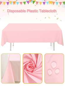 1/5pcs Pink Rectangular Tablecloth, Elegant & Durable - Spill-Proof, Wrinkle-Resistant, Washable Polyester Tablecloth, Suitable For Dining Table, Buffet, Camping, Restaurant, Holiday, Non-Wedding Events, Indoor & Outdoor Decor, Party Table - B - View 5
