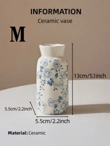 1/3件小號迷你手工復古花園陶瓷花瓶，裂紋釉白色花瓶配綠色花卉圖案，鄉村農舍風格桌面裝飾，適用客廳、廚房、餐桌、窗台，鮮花/乾花花瓶，齋月與畢業禮物 - 青花色 - 查看 16