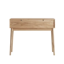 Mid-Century Modern Console Table With Drawers, Retro Reception Table With Open Shelves, Modern Coffee Table For Living Room, Entryway And Hallway, Walnut - 駝色 - 查看 8