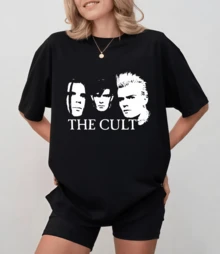 The Cult Style Gothic Rock Printed T-Shirt For Women - 黑色 - 查看 7