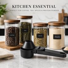 1pc Multifunctional Coffee Scoop Funnel, Plastic Coffee Measuring Spoon With Funnel, Black Coffee Powder Scoop, Kitchen Coffee Tool, Suitable For Home, Office, Travel, Gift For Men, Gift For Boyfriend, Men's Birthday Gift - Multicolor - View 1