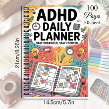 Planning Pads 1 Adult And Women's ADHD Planner - Undated Daily, Weekly, Monthly Organizer, Including Pomodoro Planning, To-Do Lists, Focus Tracking - Color-Coded Neurodivergent Notebook, Bullet Journal Style, For ADHD Management And Productivity Improvement (Short Version) - 1 Set - View 3
