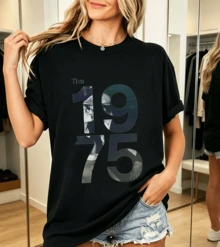 The 1975 T-Shirt, 100% Cotton, Retro Graphic Style - Black - View 1