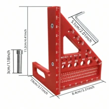 Transferidor combinado 3D multiangular em material ABS (1 unidade), ferramenta de medição e marcação de precisão adequada para marcenaria, carpintaria e construção civil. - Multicolorido - Ver 4
