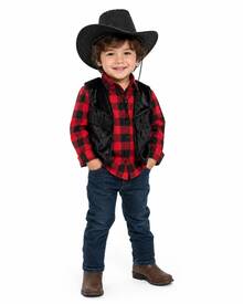 Children's Cowboy Style Kit – Hat + Vest With Fringe - Black Rope - View 1