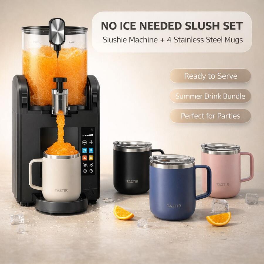 TazTir Máquina portátil para hacer hielo y helados, todo en uno, para preparar batidos, cócteles y café, congelación rápida y fácil limpieza. - Tipo de Enchufe A USA (110-127V) - Ver 1