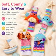 Baby Rattle Socks, Colorful Decorative Bracelet Wrist Rattle Shaking Toys, Easter Gift - Ocean Toy Socks 4-piece Set - View 3