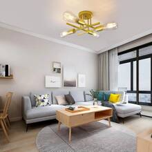 4-Head Iron Branch Ceiling Light, Minimalist Modern Design For Bedroom, Hallway, Corridor, Dining Room, Living Room - Multicolor - View 7
