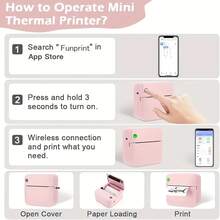 Mini Wireless Sticker Label Printer, Portable Thermal Pocket Printer, Suitable For Study, Inkless Receipt, Note, Image And Photo Printing, Can Be Used For Scrapbooks, Diaries, Self-Adhesive Labels. Smart Pocket Inkless Thermal Printer, Suitable For Diary/DIY - Pink - View 5