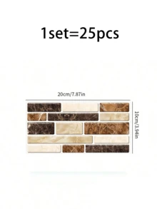 OUTANA 9/12/25pcs Vinyl Self-Adhesive Wallpaper, Vintage Brick Pattern With Faux Marble Crystal Texture Sticker, Waterproof, Moisture-Proof, Oil-Resistant, Dirt-Resistant, Easy To Apply And Remove Without Residue, Wall Decor For Living Room, Bedroom, Bathroom, Baby Room, Reading Nook, Room Renovation, Creating Atmospheric Home Decor Art Wall, Autumn Decoration, Halloween - Multiple Styles - View 11