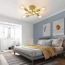 4-Head Iron Branch Ceiling Light, Minimalist Modern Design For Bedroom, Hallway, Corridor, Dining Room, Living Room - Multicolor - View 6