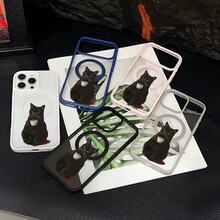 マグネット式黄ばみ防止 | 高級感あふれる2in1アクリルマグネット式スマホケース！スタイリッシュで手触りも良く、実用的な保護機能とマグネット式・耐衝撃設計を融合させた、高級感あふれるケースです。 黒猫 コーヒーカップケース  11 すまほ ケース 家族、恋人、友人、そして子供たちへのプレゼントに最適です。  17e/15 Pro/17 Pro/16 Plus/13 Pro Max/16/14/Apple  Air/14 Pro Max/17 Pro Max/ 13 pro/16 Pro/13/14 Pro/15 Pro Max/15 Plus/16 Pro Max/17/12 Pro Max/12 Pro/11 Pro Max/12/16e/15/11 Pro/14 Plus - ピンク - チェックする 3