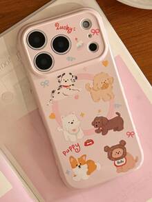 極簡時尚動物、星星、字母、蝴蝶結設計手機殼，適用於 iPhone 17、16、15、14、13、12、11 - 粉色 - 查看 2