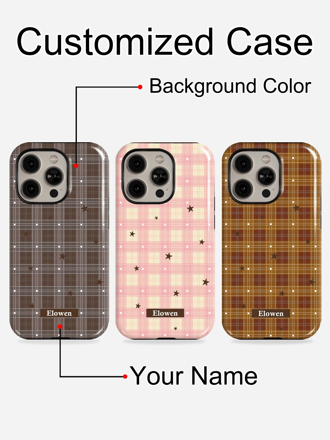 Customized Colorful Plaid Star Pattern Phone Case, Fully Covered Glossy Protective Hard Shell Cover Suitable For IPhone 11/12/13/14/15/16 17 Pro Max - Multicolor - View 1