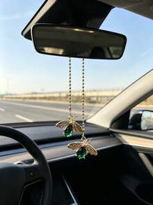 Colgante de coche con abeja de strass, adorno colgante de insecto de aleación vintage, accesorio para espejo retrovisor, accesorios de coche unisex - A - Ver 4