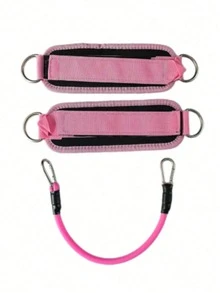 Bandas de resistencia premium para piernas para el entrenamiento de fuerza de cadera y piernas, bandas de resistencia con correa para tobillos para entrenamiento de taekwondo, bandas de resistencia para tobillos - Conjunto brillante rosa y negro, anillo de resistencia rosa degradado - Ver 4